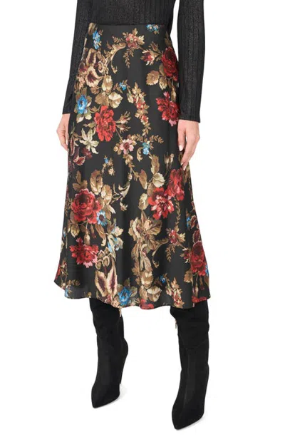 Halogenr Halogen(r) Floral Pull On Midi Skirt In Black