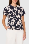 Halogenr Halogen(r) Floral Short Sleeve Shirt In Classic Navy