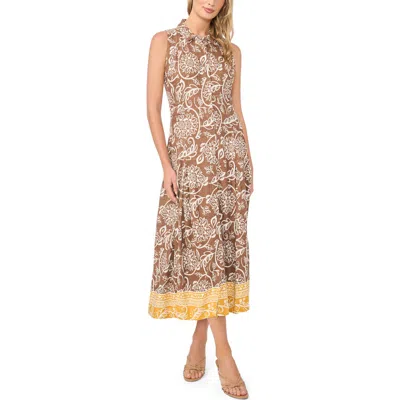 Halogenr Halogen(r) Floral Sleeveless Shirtdress In Brown