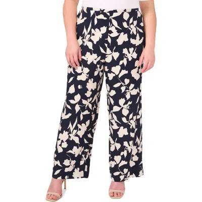 Halogenr Halogen(r) Floral Wide Leg Pants In Classic Navy