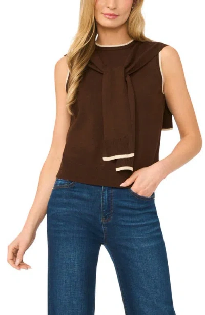 Halogenr Halogen(r) Front Tie Sleeveless Sweater In Brown