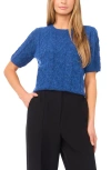 Halogenr Halogen(r) Fuzzy Cable Stitch Short Sleeve Crewneck Sweater In Blue