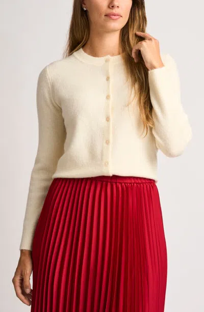 Halogenr Halogen(r) Fuzzy Crewneck Cardigan In Birch