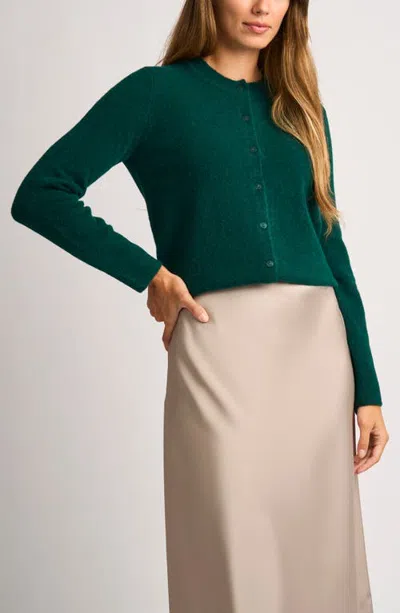 Halogenr Halogen(r) Fuzzy Crewneck Cardigan In Dark Forest