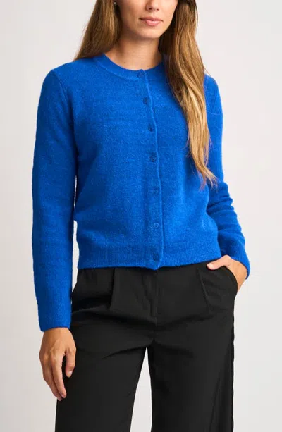 Halogenr Halogen(r) Fuzzy Crewneck Cardigan In Deep Royal Blue