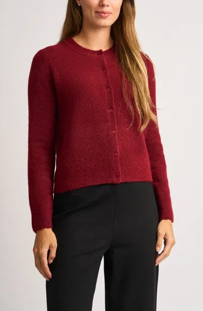 Halogenr Halogen(r) Fuzzy Crewneck Cardigan In Pomegranate