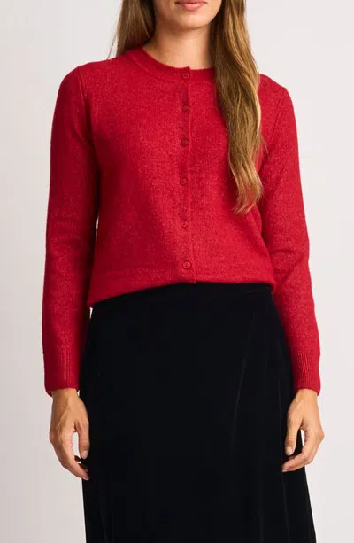 Halogenr Halogen(r) Fuzzy Crewneck Cardigan In Red Hot