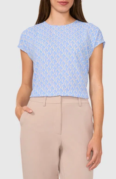 Halogenr Halogen(r) Geo Print Cap Sleeve Shell In Blue Fog