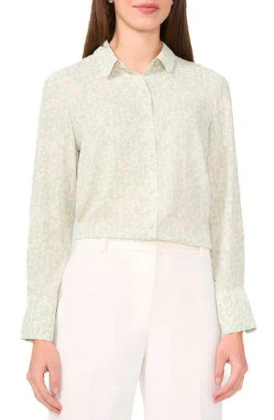 Halogenr Halogen(r) Geo Print Crepe Button-up Shirt In Mint Creme