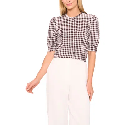 Halogenr Halogen(r) Gingham Puff Sleeve Woven Shirt In Multi