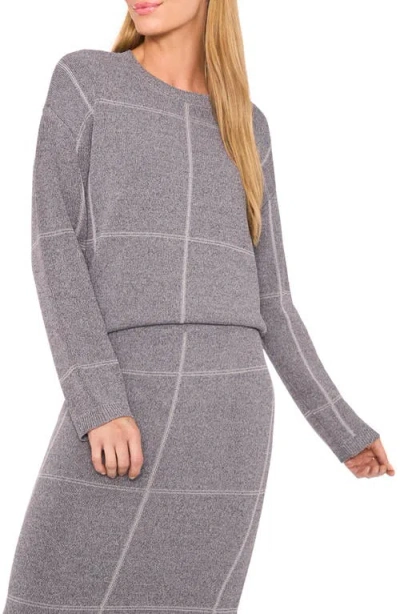 Halogenr Halogen(r) Grid Check Crewneck Sweater In Gray