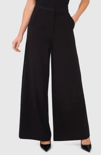 Halogenr Halogen(r) Grosgrain Ribbon Trim Wide Leg Pants In Black