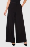 Halogenr Halogen(r) Grosgrain Ribbon Trim Wide Leg Pants In Rich Black