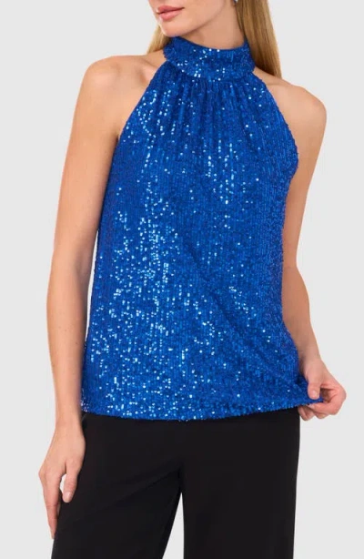 Halogenr Halogen(r) Halter Neck Sequin Top In Twilight Blue