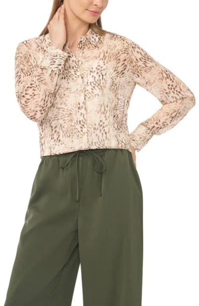 Halogenr Halogen(r) Hidden Placket Semisheer Chiffon Button-up Shirt In Multi