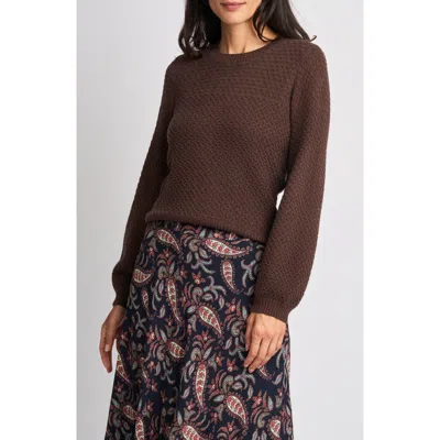 Halogenr Halogen(r) Honeycomb Stitch Puff Sleeve Sweater In Brown