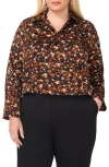 Halogenr Halogen(r) Johnny Collar Top In Rich Black Print