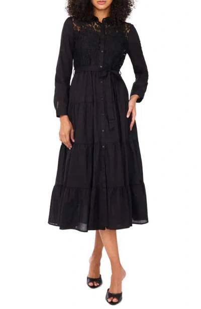 Halogenr Halogen(r) Lace Bodice Long Sleeve Tiered Midi Shirtdress
