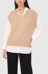 Halogenr Halogen(r) Layered Look Sweater Vest In Coastal Beige