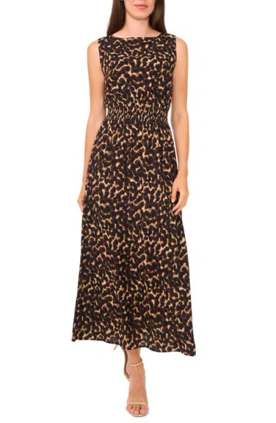 Halogenr Halogen(r) Leopard Smocked Waist Maxi Dress In Multi