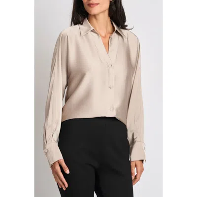 Halogenr Halogen(r) Long Sleeve Button Front Satin Shirt In Neutral