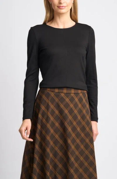 Halogenr Halogen(r) Long Sleeve Ponte Top In Black