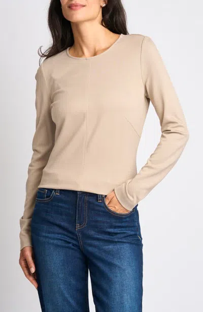 Halogenr Halogen(r) Long Sleeve Ponte Top In Neutral