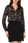 Halogenr Halogen(r) Long Sleeve Satin Button-up Shirt In Rich Black Floral