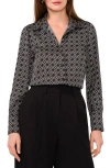 Halogenr Halogen(r) Long Sleeve Satin Button-up Shirt In Rich Black Geo