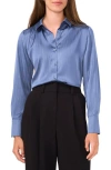 Halogenr Halogen(r) Long Sleeve Satin Button-up Shirt In Vintage Indigo Blue Stripe