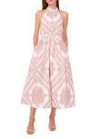 Halogenr Halogen(r) Medallion Print Cotton High Neck Halter Dress In Copper Brown