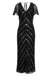 Halogenr Halogen(r) Metallic Dot Tie Back Maxi Dress In Black