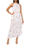 Halogenr Halogen(r) Metallic Floral Asymmetric Hem Cocktail Dress In New Ivory