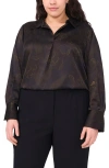 Halogenr Halogen(r) Metallic Floral Satin Charmeuse Top In Black