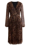 Halogenr Halogen(r) Metallic Leopard Print Long Sleeve Midi Dress