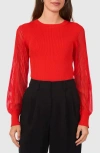 Halogenr Halogen(r) Mix Media Sweater In Wild Poppy