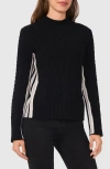 Halogenr Halogen(r) Mixed Cable Mock Neck Sweater In Rich Black