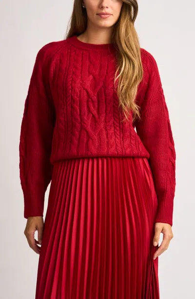 Halogenr Halogen(r) Mixed Cable Raglan Sweater In Red Hot