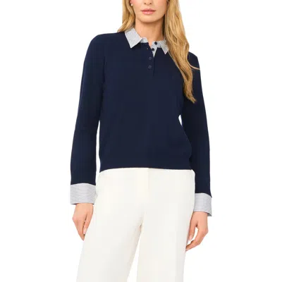 Halogenr Halogen(r) Mixed Media Henley In Blue