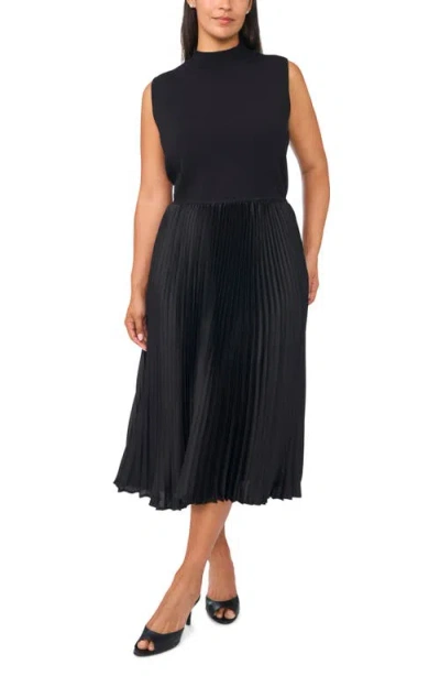 Halogenr Halogen(r) Mock Neck Pleated Maxi Dress In Black