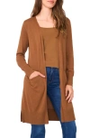 Halogenr Halogen(r) Open Front Longline Cardigan In Brown