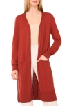 Halogenr Halogen(r) Open Front Longline Cardigan In Brown