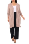 Halogenr Halogen(r) Open Front Longline Cardigan In Warm Ash Brown