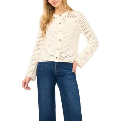 Halogenr Halogen(r) Open Stitch Button Front Cardigan In Multi