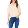 Halogenr Halogen(r) Open Stitch Button-up Polo Sweater