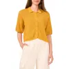 Halogenr Halogen(r) Open Stitch Button-up Polo Sweater In Golden Spice Brown