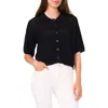 Halogenr Halogen(r) Open Stitch Button-up Polo Sweater In Rich Black