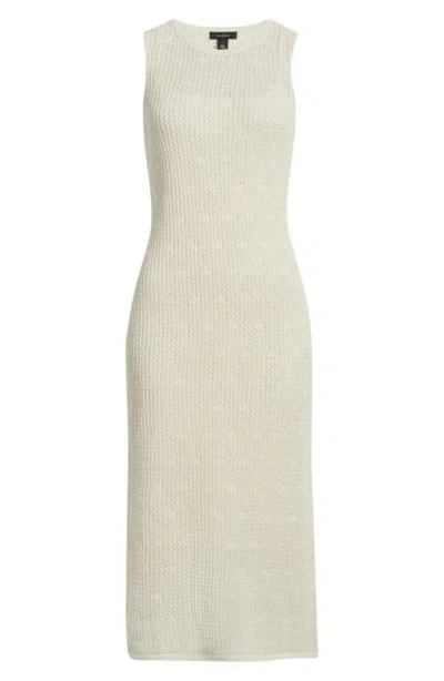 Halogenr Halogen(r) Open Stitch Cotton Blend Midi Dress In Neutral