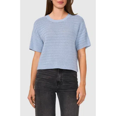 Halogenr Halogen(r) Open Stitch Crewneck Sweater In Blue Fog