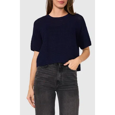 Halogenr Halogen(r) Open Stitch Crewneck Sweater In Classic Navy